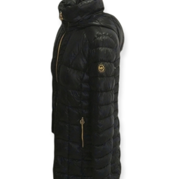 Michael Kors Hooded Packable Down Coat in Black - Picture 3 of 8